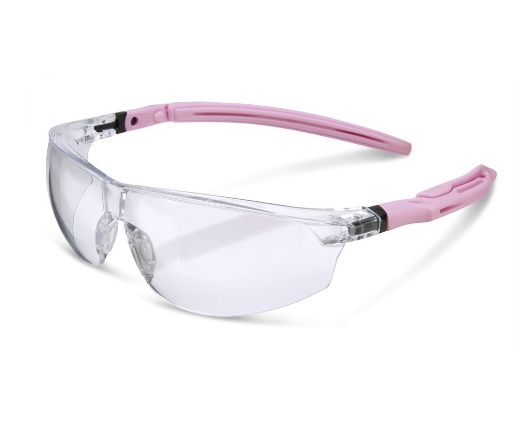 BBH30 SAFETY SPECTACLES EN166 CLEAR LENS PINK ARMS