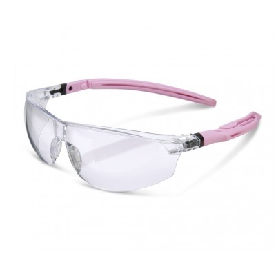 BBH30 SAFETY SPECTACLES EN166 CLEAR LENS PINK ARMS